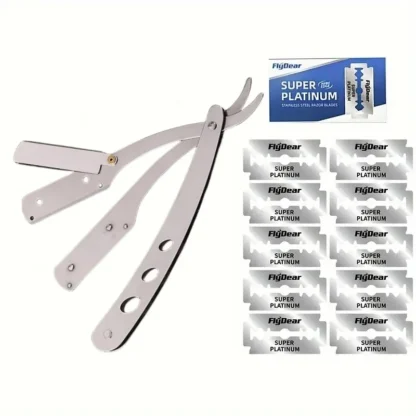 Afeitadora recta Manual profesional para hombres, afeitadora afilada clásica, depiladora Facial de peluquero, Afeitadora plegable de acero inoxidable