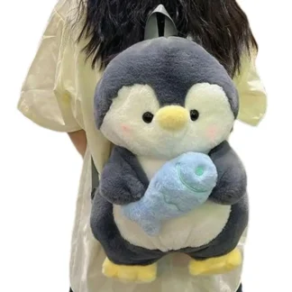 Mochila de pingüino para mujer, correas ajustables para los hombros, mochila de peluche de pingüino, bolso de mano de dibujos animados para la escuela, hombro pequeño suave