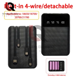 4 * 18650 / 18700 / 2700 / 21700 caso del Banco de energ￭a de la bater￭a 4 soporte de la Caja de almacenamiento de la bater￭a USB / micro / tipo - C / para iPhone