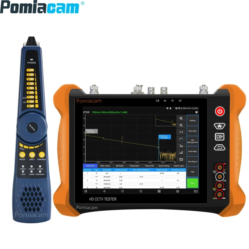 MT-8000 OTDR CCTV probador 8 "pantalla 8MP TVI CVI AHD IP CVBS prueba de cámara OTDR probador de fibra óptica incorporado DMM OPM OLS VFL evento