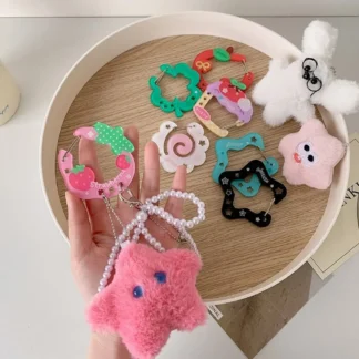 Mosquetón acrílico de dibujos animados INS, Cupcake de fruta, llavero en forma de estrella, decoración, llavero, colgante, dijes para bolso