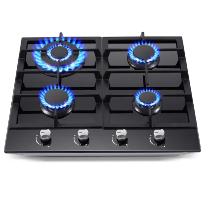 Tieasy 24 pulgadas 4 quemadores vidrio templado incorporado NG/GLP protección de termopar Convertible bloqueo infantil cocina de Gas GH003-244G