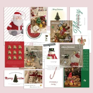 15 tarjetas de Navidad, postales estilo Ins, tarjetas de felicitación navideñas, decoración de fondo de ambiente interior y pegatinas de pared
