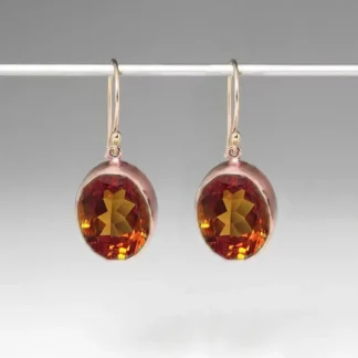 Pendientes colgantes de piedra naranja Ovalada para mujer, Color oro rosa Vintage, moda original, fiesta de compromiso