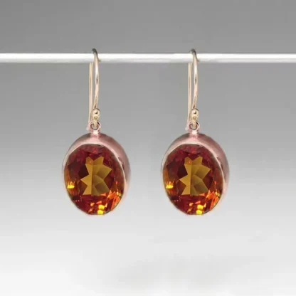 Pendientes colgantes de piedra naranja Ovalada para mujer, Color oro rosa Vintage, moda original, fiesta de compromiso