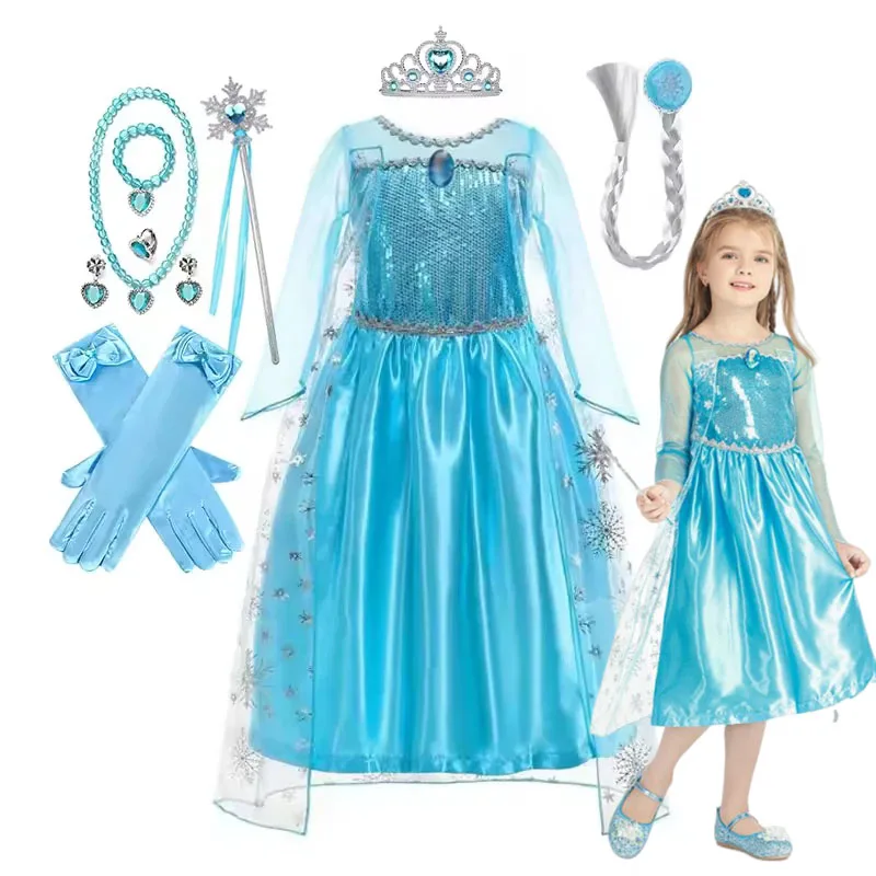 Vestidos infantiles para niñas, disfraces de Reina de la nieve de Cospaly, Elsa, vestido de fiesta de Carnaval para niños, ropa para niños, vestidos de princesa Elsa