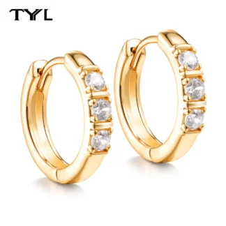 TYYL-pendientes Huggie de corte redondo para mujer, aretes de aro de moissanita para fiesta, boda, joyería para la oreja, regalos, anillo para la nariz, joyería de plata 925