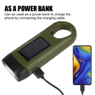 Linterna de emergencia, linterna LED portátil, linterna de manivela con energía solar, iluminación para acampar al aire libre