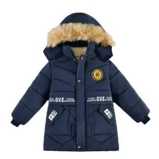 2025 prendas de vestir de invierno y otoño para niños, chaqueta gruesa con capucha y cuello de piel que mantiene el calor, regalo de cumpleaños, ropa para niños de 2 a 8 años