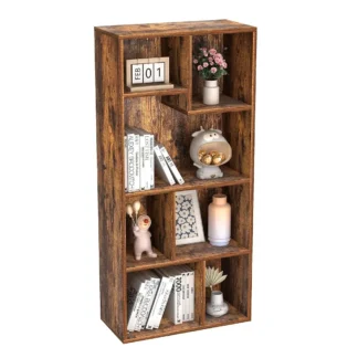 Librería alta de 42 H, gabinete de almacenamiento moderno de 4 niveles con estantes de diferencia de altura para libros de texto estándar, de pie, 7
