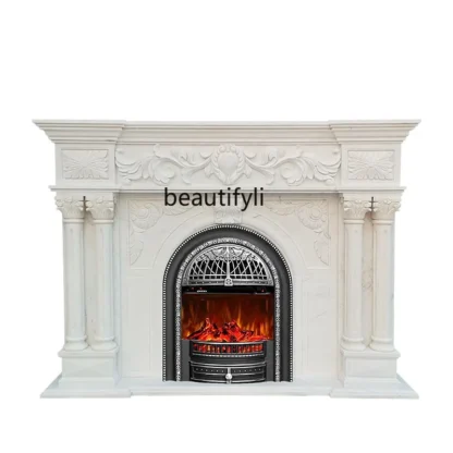 Mantel de mármol blanco Fangshan, villa de estilo francés europeo, sala de estar, gabinete decorativo tallado en piedra