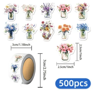 500 Uds pegatinas de rollo de flores de dibujos animados patrón pequeño DIY equipaje monopatín taza de agua pegatinas de motocicleta
