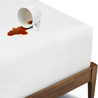 Protector de estera impermeable orgánico – Cubierta de estera de algodón orgánico con certificación Gots Queen con capa superior de tejido de piqué transpirable – 20