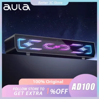 Altavoz para juegos classe AD100, modo Dual BT5.4, barra de sonido Bluetooth 2,0, tecla táctil de canal de sonido con micrófono, altavoces RGB con cable