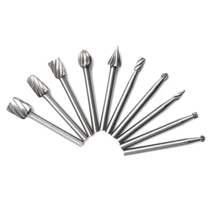 T35C 10 Uds HSS carburo de tungsteno juego de rebabas de corte rotativo broca amoladora vástago de 1/8 pulgadas (3mm) herramientas de tallado de carpintería