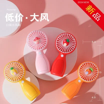 Personalizado. Tendencia portátil recargable USB caliente de la historieta de la fruta de la flor del ventilador 2025