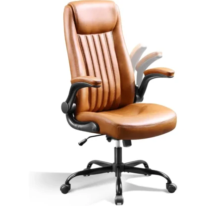 Silla de oficina para computadora, silla de escritorio ergonómica con respaldo alto y reposabrazos abatibles ajustables, soporte lumbar y cabezales gruesos
