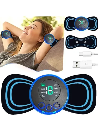 Mini parche de masaje, instrumento para hombros y cuello, masajeador eléctrico portátil para cuello, masajeador Cervical inteligente, 8 modos, 19 velocidades