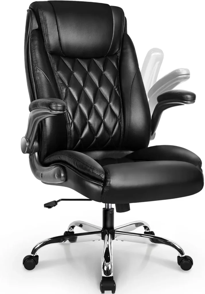 Silla de oficina ejecutiva ergonómica de cuero Pu para el hogar y la Oficina, silla de escritorio para computadora de alta Ba, reposabrazos lumbares abatibles ajustables