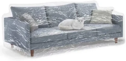 Funda de sofá transparente más gruesa para mascotas, protector de plástico impermeable resistente a los arañazos para perros y gatos, sofá antideslizante