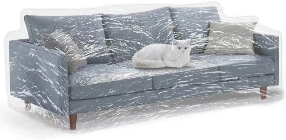 Funda de sofá transparente más gruesa para mascotas, protector de plástico impermeable resistente a los arañazos para perros y gatos, sofá antideslizante