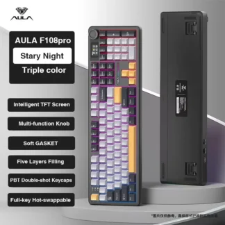 Aula F108PRO teclado inalámbrico para juegos Teclado mecánico Bluetooth RGB estructura de junta Esports accesorios de juego personalizados