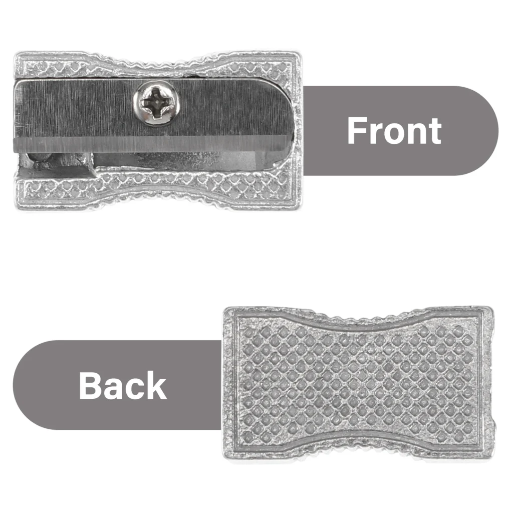 Sacapuntas de Metal de mano, sacapuntas Manual pequeño de un orificio para lápices de madera, cuerpo de aluminio, 10 Uds.
