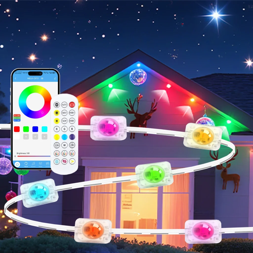 RGBIC-luces LED permanentes para exteriores, IP67, impermeables, RGBCCT, cadena de luces, bricolaje, escena, Navidad, hogar, vacaciones, iluminación para fiestas