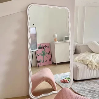 Espejo Funky europeo de suelo, tocador de pared de diseño Vintage, espejo ondulado de alta gama, estética, crea productos para el hogar de lujo