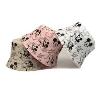 Sombrero de Mickey Mouse de Disney, gorra de algodón con estampado de doble cara de Anime, gorras de pescador para niños y niñas, gorra con visera de viaje a la moda