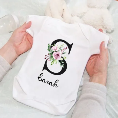 Corona Floral personalizada, nueva ropa para niña, monos personalizados para el primer nombre, regalos para Baby Shower, monos para niños recién nacidos