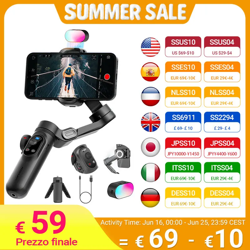 Estabilizador de cardán para teléfono inteligente AOCHUAN Smart Xpro, estabilizador profesional de 3 ejes para teléfono inteligente iphone y Android, cardán de mano