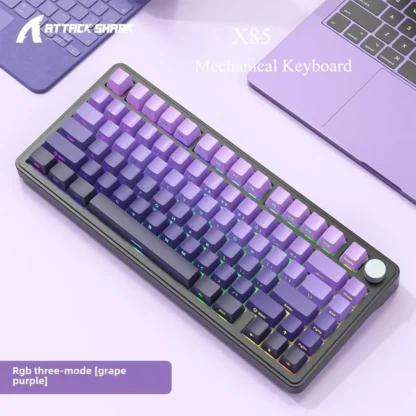 Teclado mecánico inalámbrico Attack Shark X85 RGB 75% estructura de junta trimodo Bluetooth tecla completa accesorios de juego de intercambio en caliente