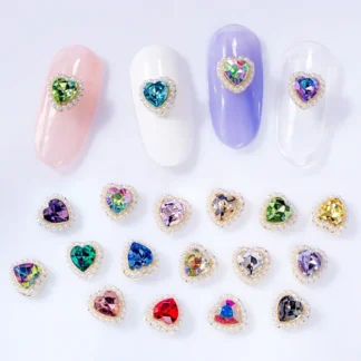 10 Uds. De dijes con diseño de perlas para uñas, joyería de 7,5x8mm, diamantes de imitación con diseño de corazón para uñas, suministros de manicura, decoración artística de uñas