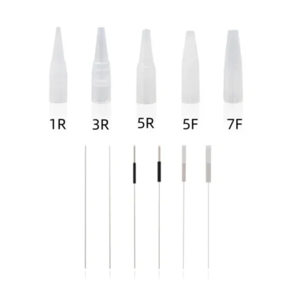Agujas de tatuaje de Microblading, tapas de maquillaje permanente, esterilizadas para máquina PMU, herramientas para cejas y labios, 100 piezas