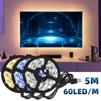 Tira de luces Led Usb para TV inteligente, luz nocturna de fondo, sala de estar, juegos, pared, decoración navideña, iluminación, lámpara de ambiente, 5M