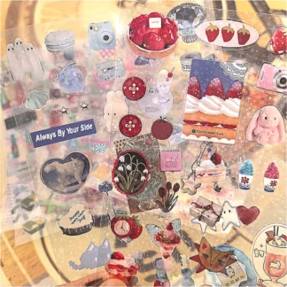 4 Uds. De pegatinas bonitas Y2K con purpurina para teléfono, cámara, diario, portátil, Toploader, decoración de colección de recortes, pegatina estética para regalo