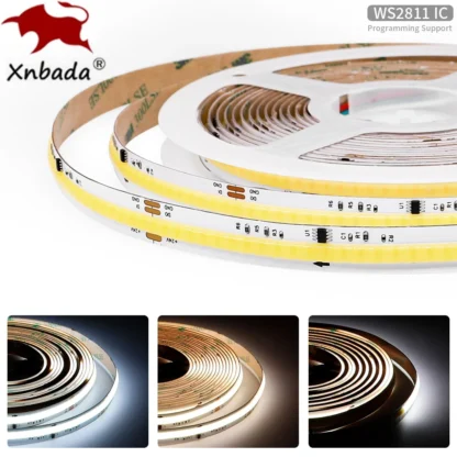 Tira de luces LED COB SPI WS2811 IC CCT direccionable 576LED 2700K a 6500K 10mm DC24V cinta COB Flexible FOB de alta densidad RA90