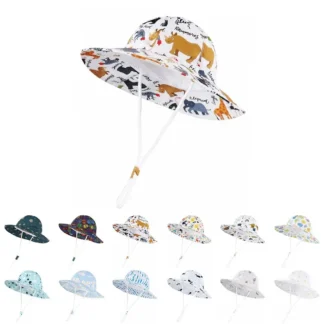 Lindo UPF 50+ Sombrero para el sol para niños ala ancha 2-4 años Sombrero con protección solar Sombreros de cubo para niños pequeños Verano