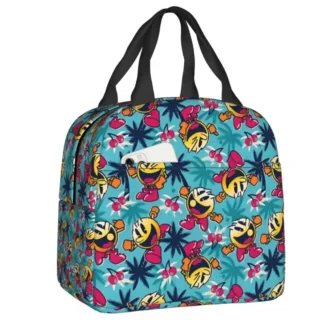 Juego personalizado P-Pac-M-Man fiambrera reutilizable para mujeres refrigerador térmico impermeable bolsa de almuerzo con aislamiento de alimentos niños escolares
