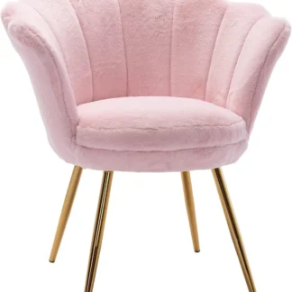 Silla de piel sintética con patas de Metal dorado para sala de estar, silla de tocador para dormitorio, estilo Retro moderno