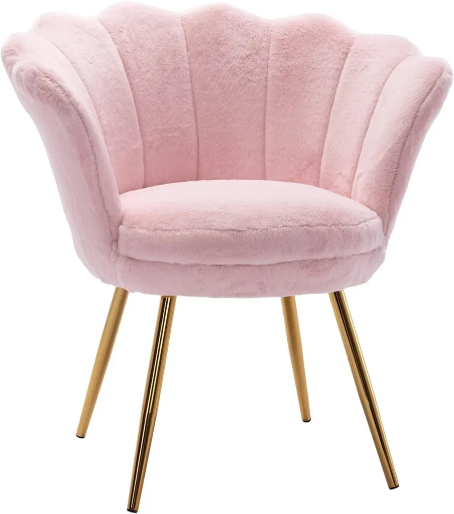 Silla de piel sintética con patas de Metal dorado para sala de estar, silla de tocador para dormitorio, estilo Retro moderno