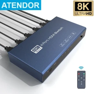 Selector de conmutador compatible con HDMI 8K, 4x1, 48gbps, 4 puertos, HDR 10 + Ultra HD, Dolby Vision, Control remoto para PS5, Xbox, TV BOX, HDTV