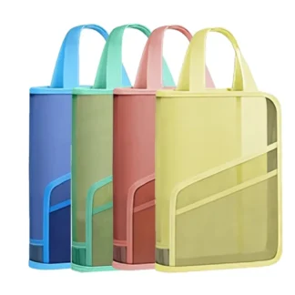 Bolsa de tutoría de malla de nailon multifuncional, bolsas de archivo transparentes de gran capacidad, mochila escolar de mano A4