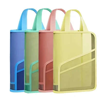 Bolsa de tutoría de malla de nailon multifuncional, bolsas de archivo transparentes de gran capacidad, mochila escolar de mano A4