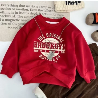 Sudadera lisa de primavera, ropa para niños, Jersey informal holgado a la moda de otoño, chándales de algodón de manga larga para niños de 2 a 8 años, 2025