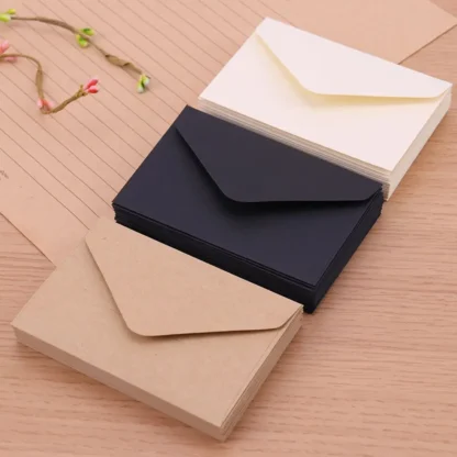 Invitación negra, tarjeta de mensaje clásica de estilo europeo blanco en blanco para carta, sobre de invitación, sobre de regalo, sobres de papel
