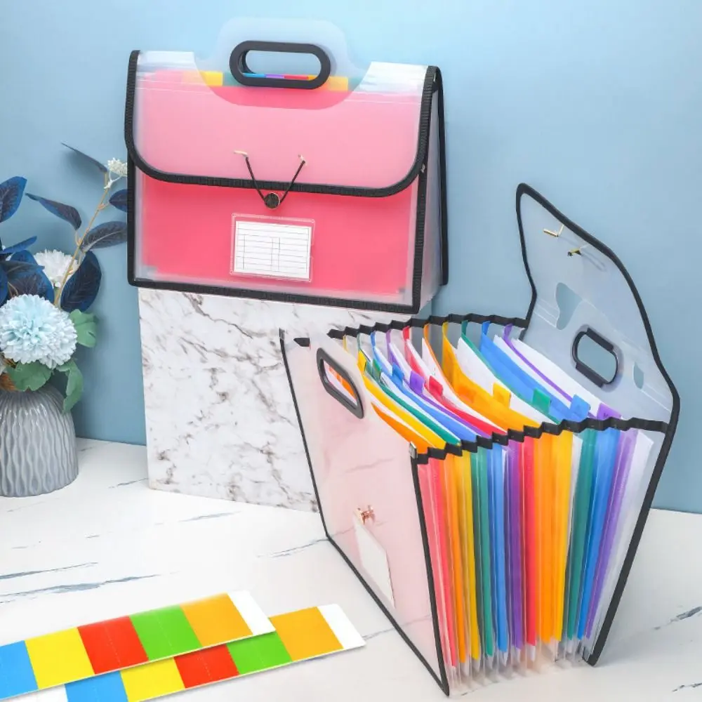 Organizador de archivos con 13 bolsillos, pestañas coloridas portátiles, carpetas de archivos expandibles, organizador mensual de recibos de facturas de gran capacidad