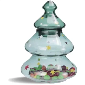 Tarro de cristal para dulces Luvan con tapa, árbol de Navidad, contenedor grande, cuenco para dulces cubierto, plato para dulces para el hogar, cocina, escritorio de oficina, Cristo