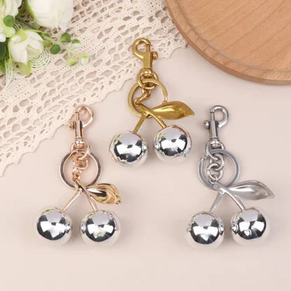 Llavero de cereza, bolso, dije, espejo brillante, mochila, colgante, accesorios, regalo